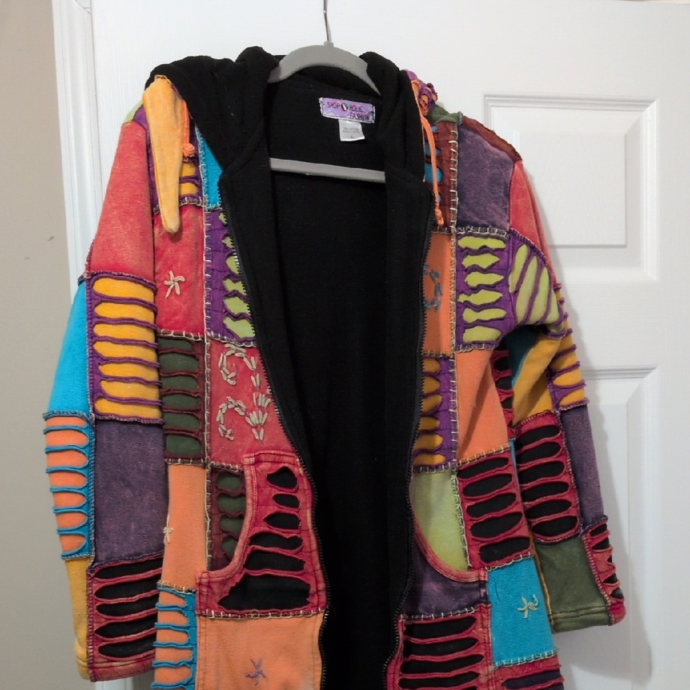 Colorful Patchwork Hooded Jacket - image 1